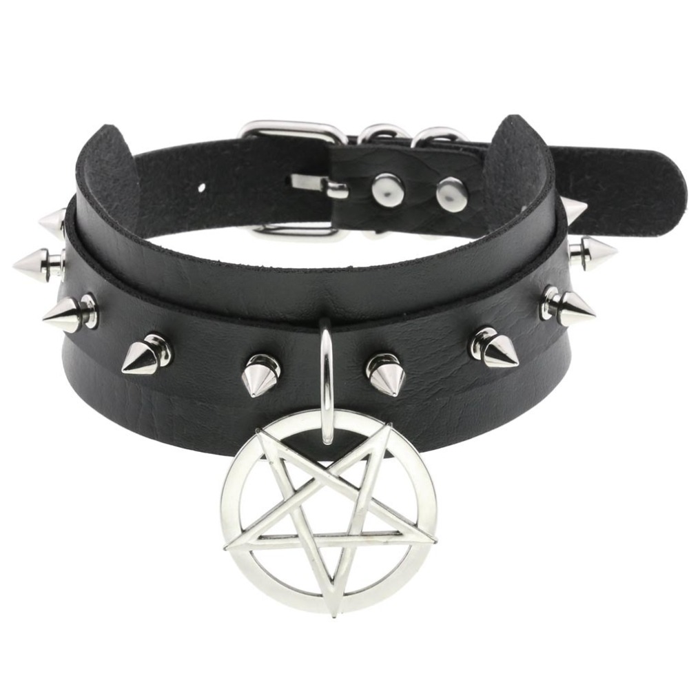 Bullet 69 - Spke Pentagram Halsband - Schwarz/Schwarz